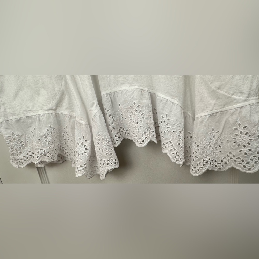 LOGO by Lori Goldstein White V-Neck Eyelet Hem Tunic - Picture 3 of 3